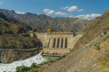 Dam, hydroelectric power station on the Naryn River