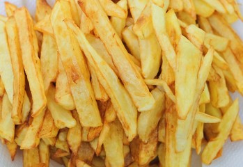 Golden Pile of Homemade Fried French Fries