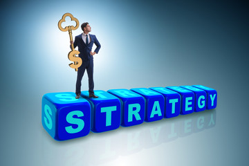 Businessman in strategy business concept with key