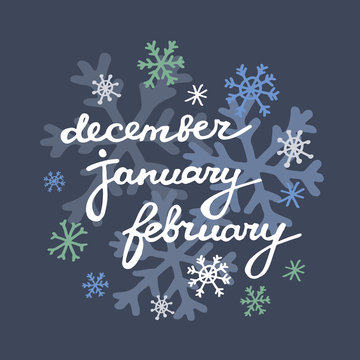 Hand drawn doodle lettering - month of the year