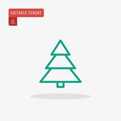 Fototapeta premium Outline Christmas tree icon isolated on grey background. Fir pictogram. Symbol of Happy New Year, Xmas holiday celebration, winter. Editable stroke. 