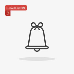 Outline Christmas bell icon isolated on grey background. Symbol of Happy New Year, Xmas holiday celebration, winter. Editable stroke. 