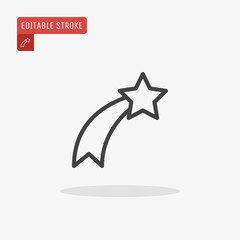 Outline Christmas star icon isolated on grey background. Line Xmas symbol. Editable stroke. 