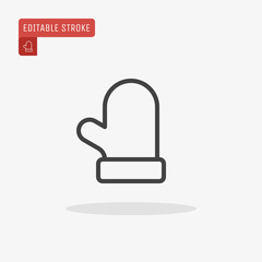 Outline mitten icon isolated on grey background. Symbol of Happy New Year, Christmas holiday celebration, winter. Editable stroke. 