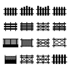 vector of wooden fences icon set isolated on white background