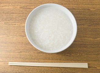Bowl of Asian Boiled Rice or Rice Porridge