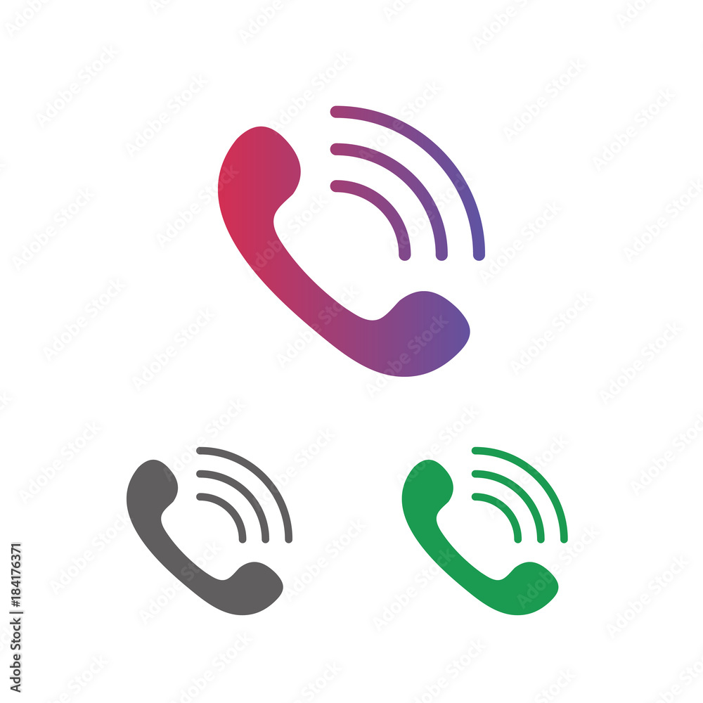 Poster telephone call icon set vector clipart isolated on white. web site elements