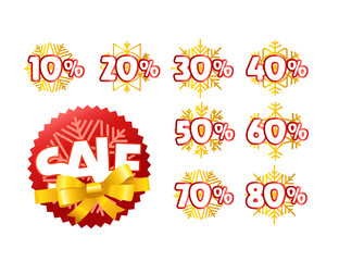 Different color season shopping tags vector clipart. Christmas sale and discount