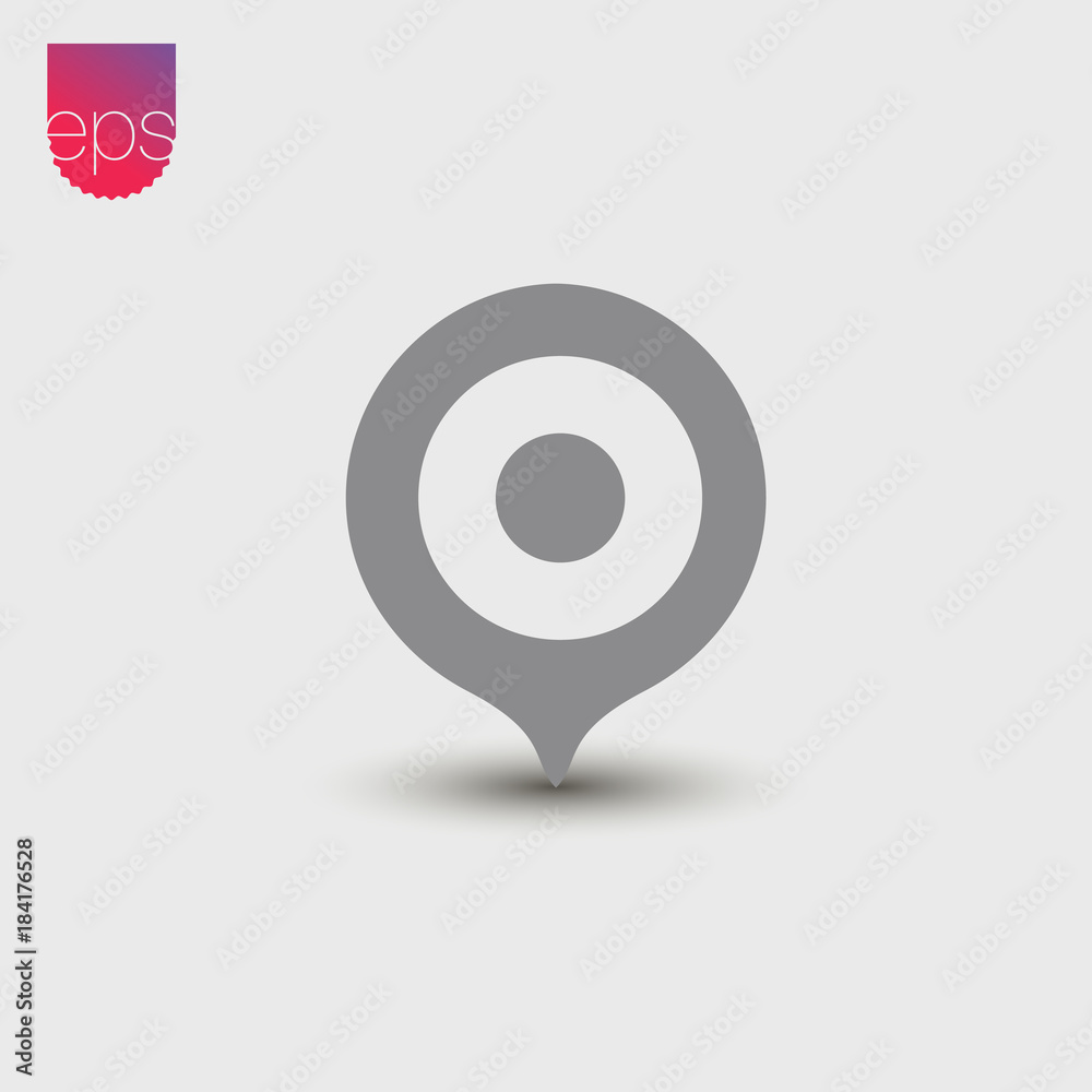 Poster Pin simple Vector Icon. Vector emblem isolated on grey background. Vector pictogram