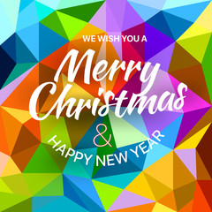 Obraz premium We wish you a Merry Christmas and Happy New Year. Greeting card layout
