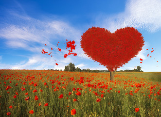 Obraz na płótnie Canvas Red heart shaped tree-symbol of love and Valentine's Day