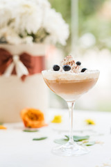 delicious chocolate milk cocktail recipe concept. festive morning. tasty beverage.