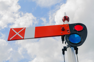 A British lower-quadrant semaphore stop railway signal