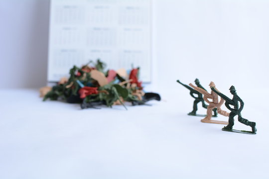 Miniature military models With a white background and lost