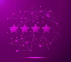 Vector Four stars blue background with lines, dots, technology concept