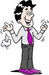 Cartoon illustration of a happy business man