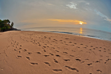 Tropical beach at sunset.