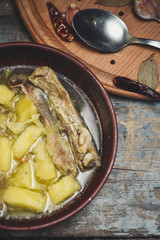 first course - soup with meat