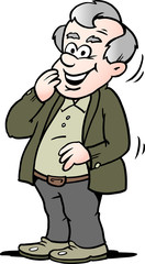 Cartoon Vector illustration of a happy old man