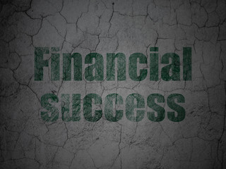 Money concept: Green Financial Success on grunge textured concrete wall background