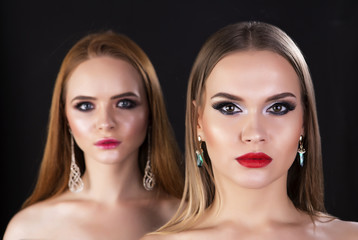 Two beautiful models with professional make up
