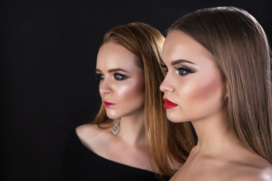 Portrait of two sexy girls with nice make up
