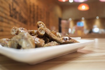 Grilled pig's testine