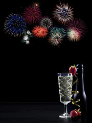 black background cocktails champagne sparkling wine bartender fireworks room space for text blank