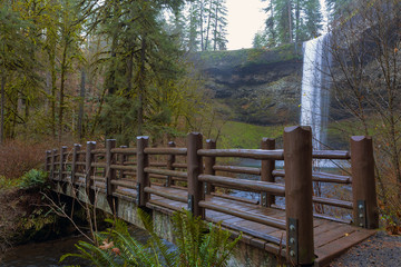 Wood Bridge at Silver Falls State Park in Oregon USA America