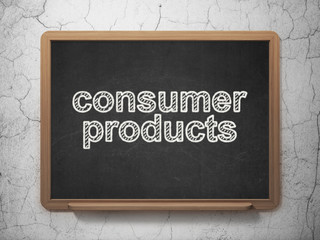 Business concept: text Consumer Products on Black chalkboard on grunge wall background, 3D rendering