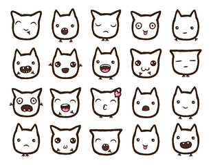 Hand drawn vector emoticons collection.