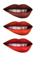 Obraz premium seductive lips of a young girl, make-up and fashion.