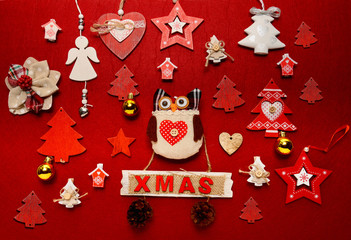 Christmas ornament collection flat lay