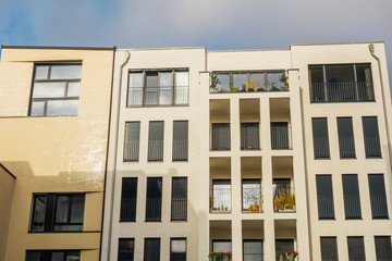 modern apartment building on a cloudy day