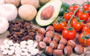 Natural products rich in potassium (K) . Healthy food concept.