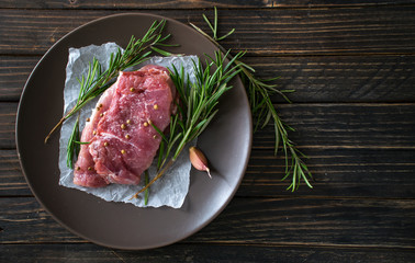 Meat on wooden table