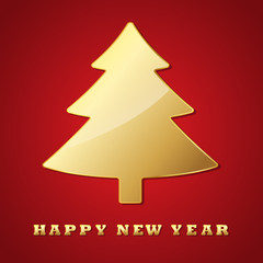 Fototapeta premium Golden Christmas tree. Vector illustration.