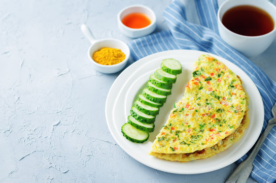 Indian Masala Omelette with cucumbers