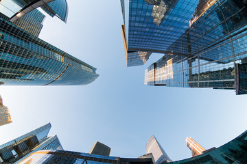 Low angle view of modern skyscrapers