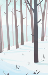 winter forest vertical landscape. vector illustration