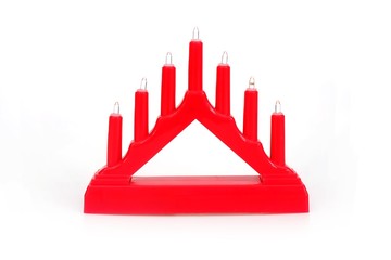 Red Christmas candlestick isolated on white background