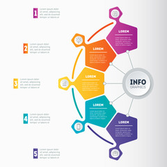 Part of the report with icons set. Vector infographic of technology or education process. Business concept with 5 options. Web Template of a chart, diagram or busines presentation with 5 steps.