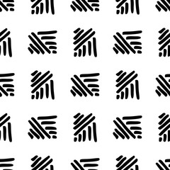 Black and White Seamless Ethnic Pattern