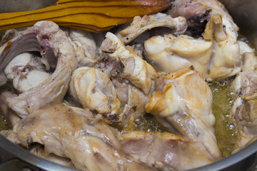 stew of rabbit in the casserole cooking