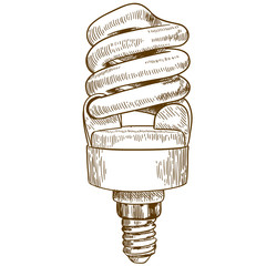 engraving illustration of lightbulb