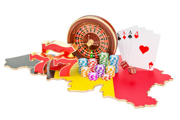 Casino and gambling industry in the Belgium concept, 3D rendering