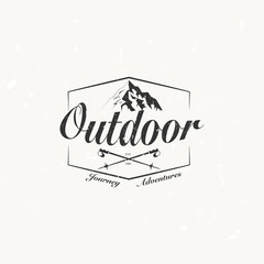 Trendy retro vintage vector mountain and outdoor logo