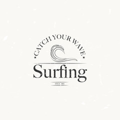 Retro vintage vector surfing and outdoor sport logos