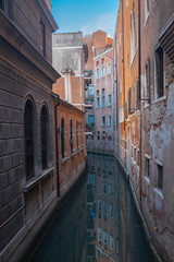 Fototapeta na wymiar Canals of Venice, Italy. Romantic travel photo background