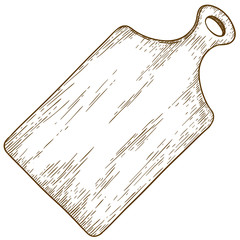 engraving illustration of cutting board